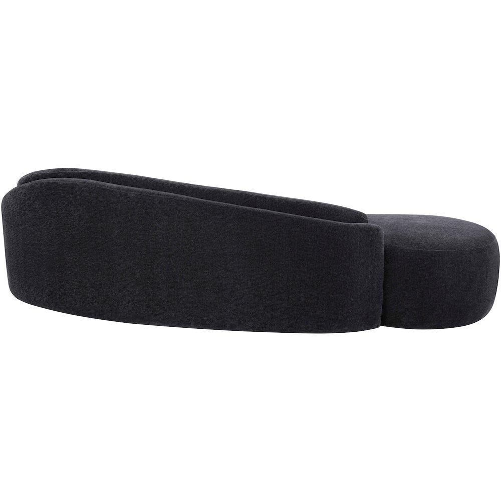 Caspian 101" Black Chenille Fabric Upholstered Sofa