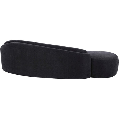 Caspian 101" Black Chenille Fabric Upholstered Sofa
