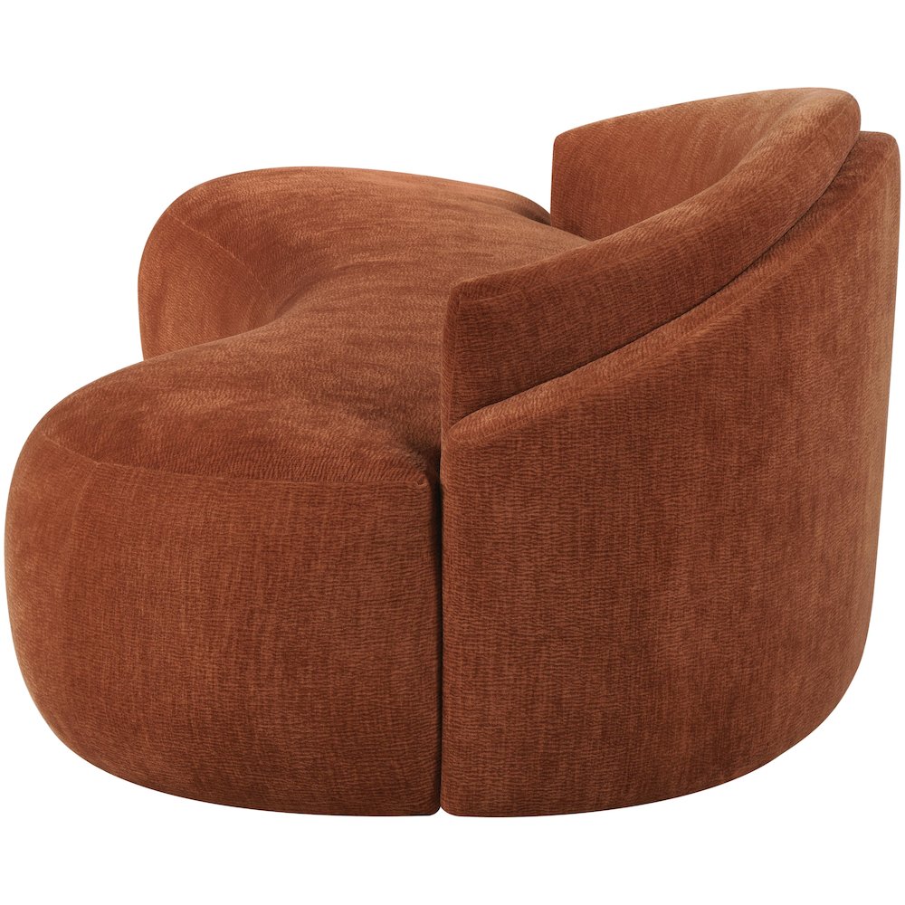 Caspian 101" Cognac Chenille Fabric Upholstered Sofa