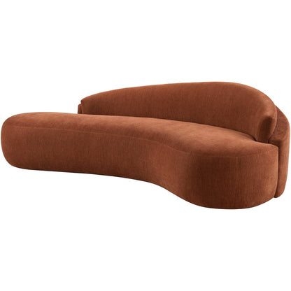 Caspian 101" Cognac Chenille Fabric Upholstered Sofa