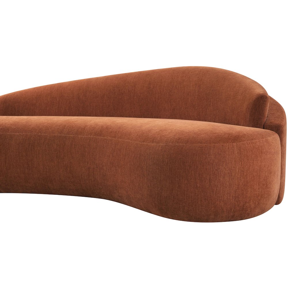 Caspian 101" Cognac Chenille Fabric Upholstered Sofa