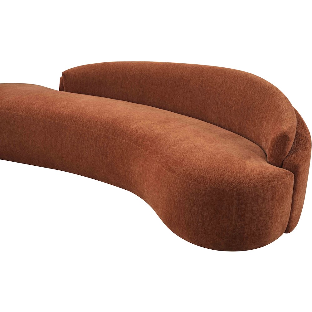 Caspian 101" Cognac Chenille Fabric Upholstered Sofa