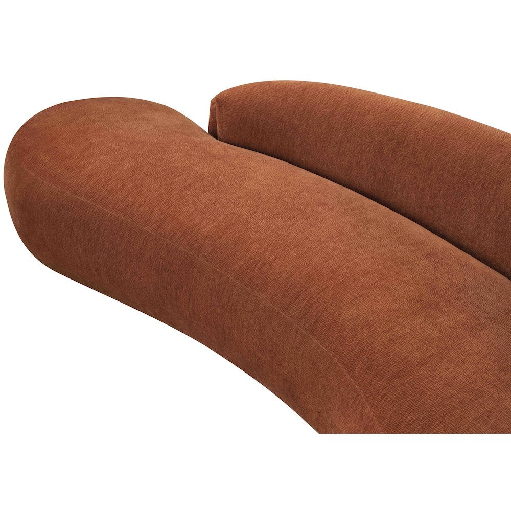 Caspian 101" Cognac Chenille Fabric Upholstered Sofa