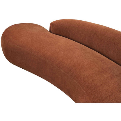 Caspian 101" Cognac Chenille Fabric Upholstered Sofa