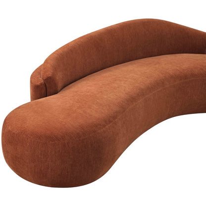 Caspian 101" Cognac Chenille Fabric Upholstered Sofa
