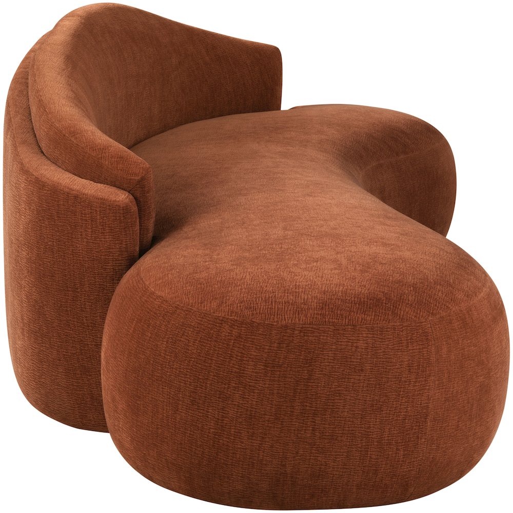 Caspian 101" Cognac Chenille Fabric Upholstered Sofa