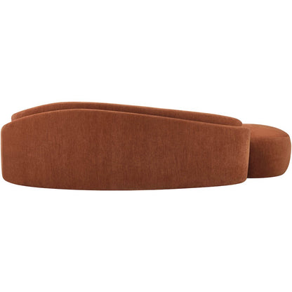 Caspian 101" Cognac Chenille Fabric Upholstered Sofa