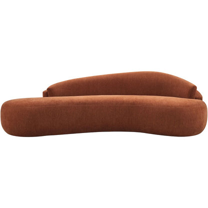 Caspian 101" Cognac Chenille Fabric Upholstered Sofa