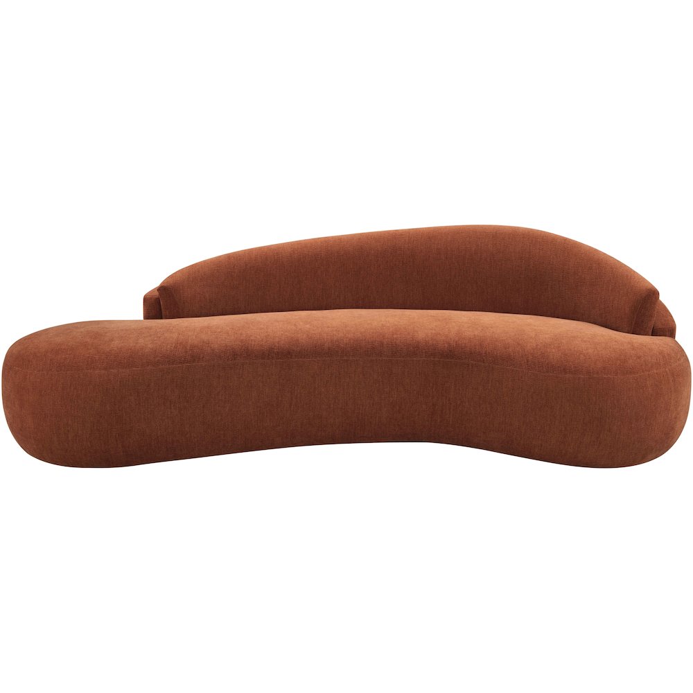 Caspian 101" Cognac Chenille Fabric Upholstered Sofa