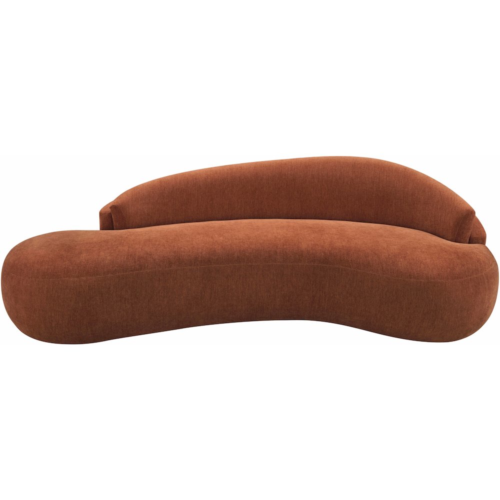 Caspian 101" Cognac Chenille Fabric Upholstered Sofa