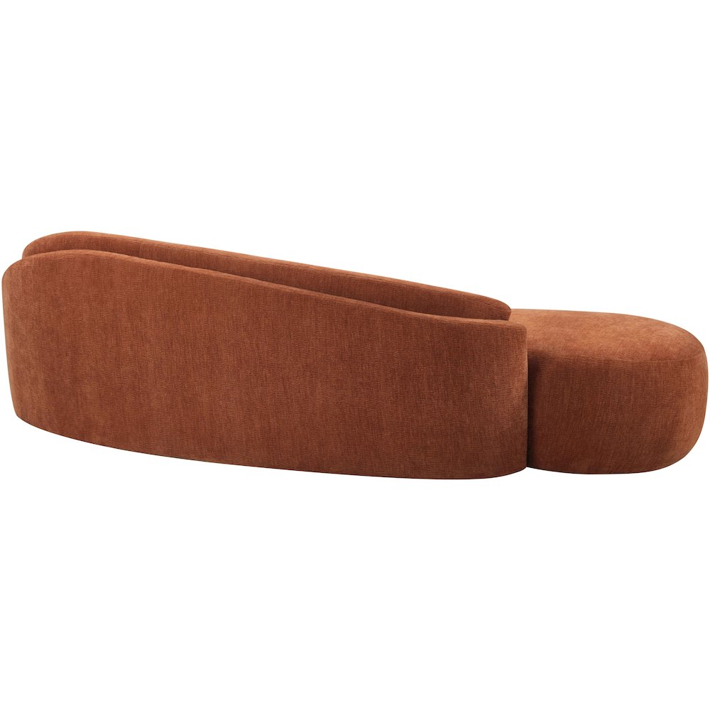 Caspian 101" Cognac Chenille Fabric Upholstered Sofa
