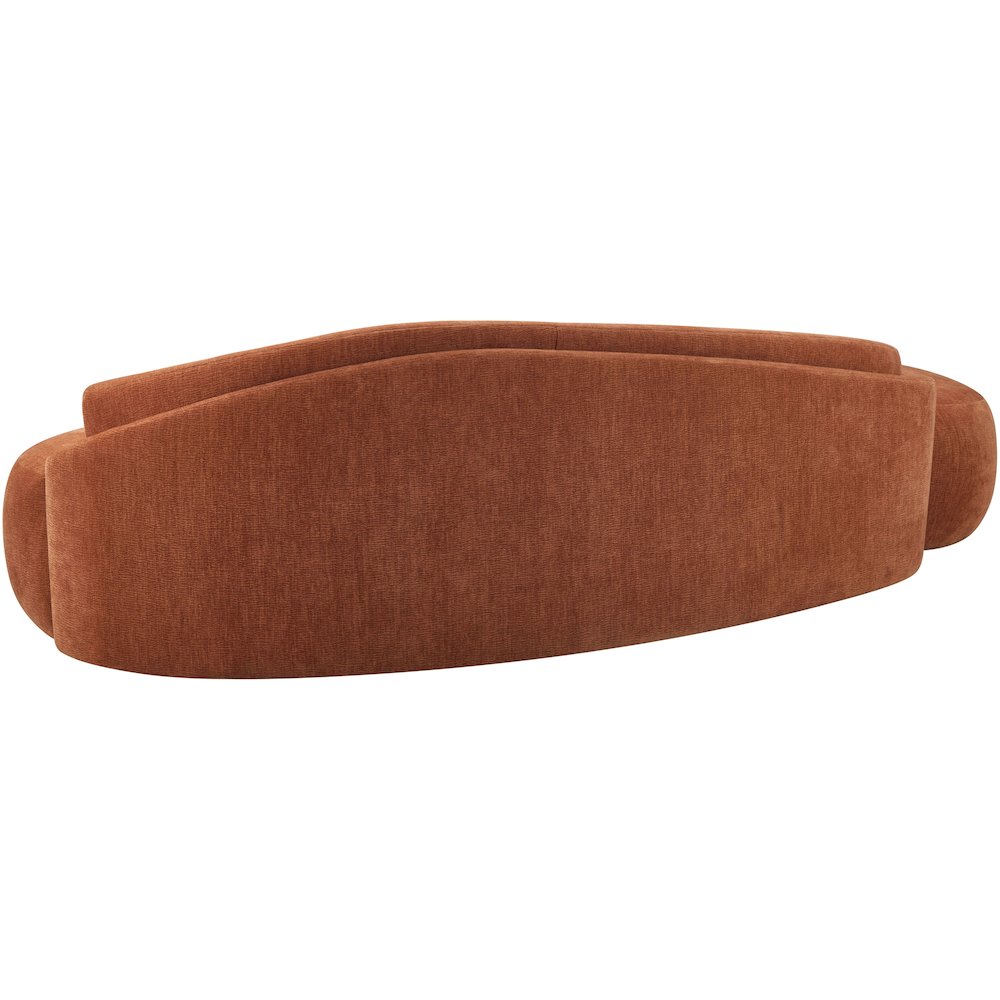 Caspian 101" Cognac Chenille Fabric Upholstered Sofa