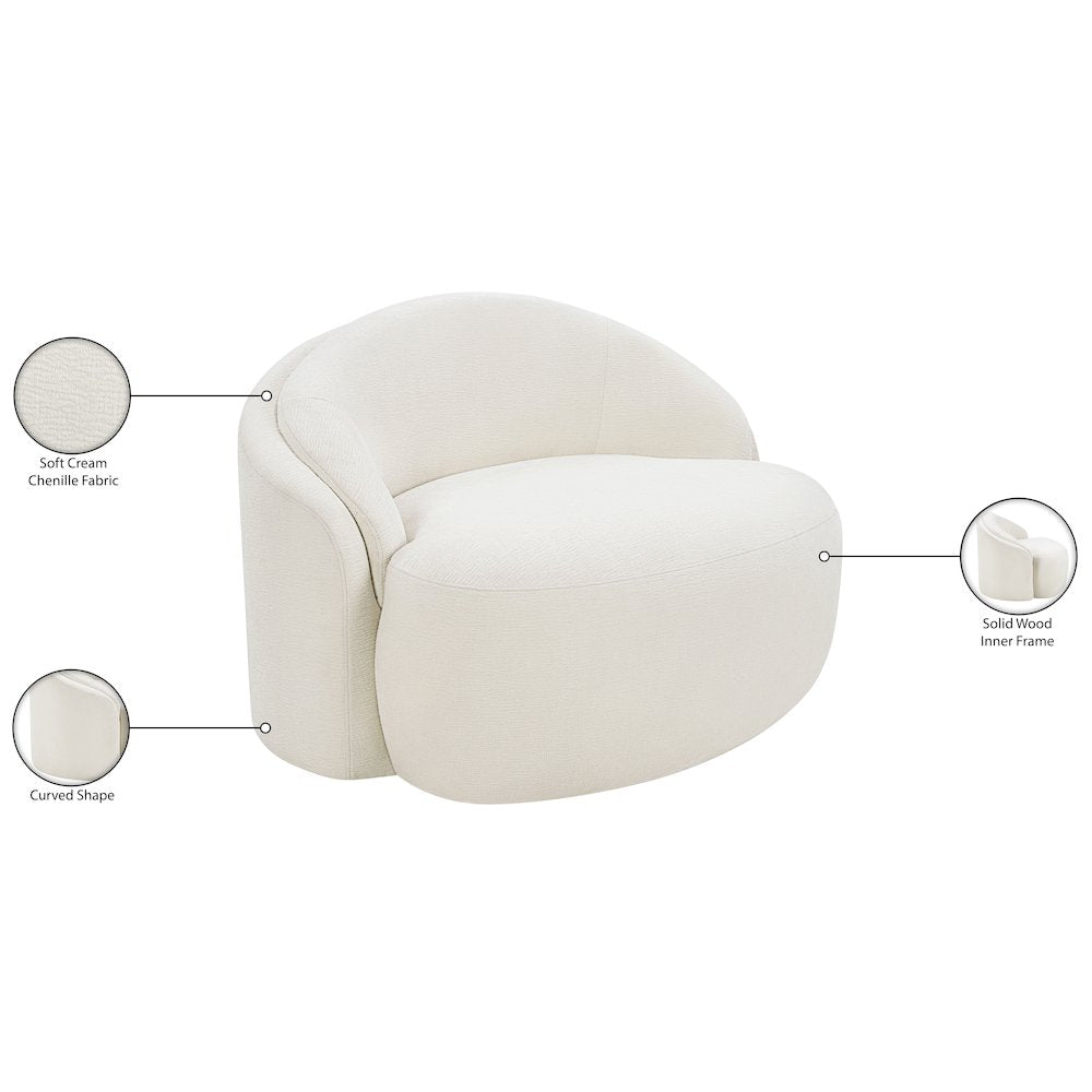 Caspian Cream Chenille Fabric Upholstered Chair