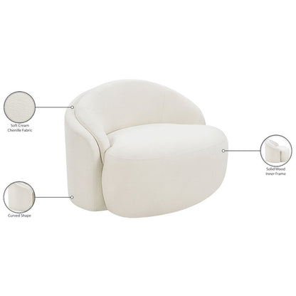 Caspian Cream Chenille Fabric Upholstered Chair