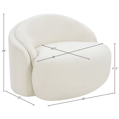 Caspian Cream Chenille Fabric Upholstered Chair