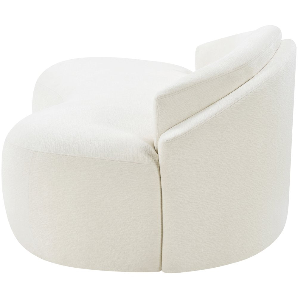 Caspian 79" Cream Chenille Fabric Upholstered Loveseat