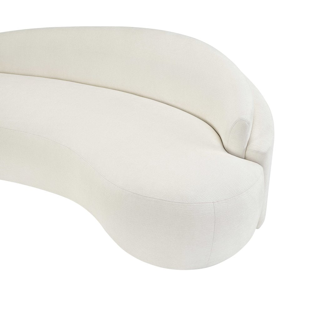 Caspian 79" Cream Chenille Fabric Upholstered Loveseat