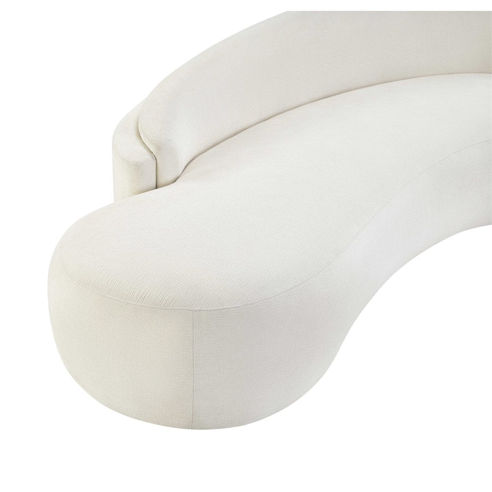 Caspian 79" Cream Chenille Fabric Upholstered Loveseat