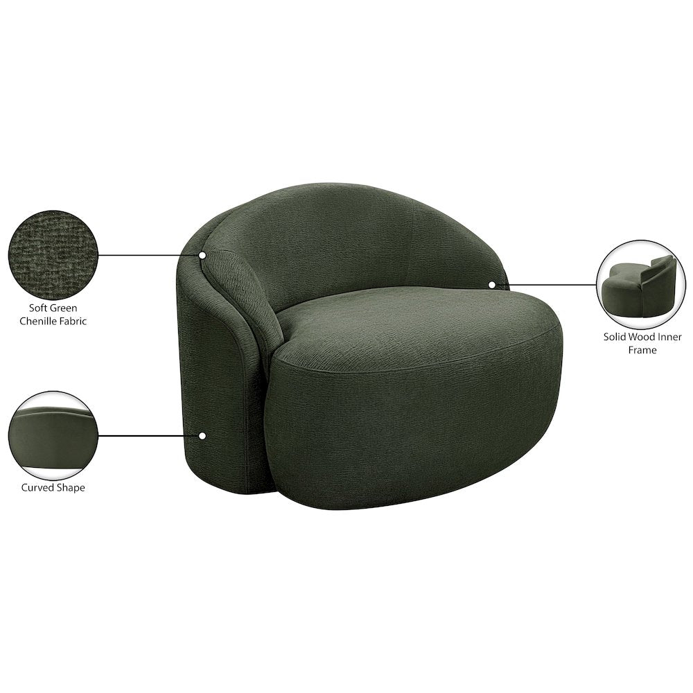 Caspian Green Chenille Fabric Upholstered Chair