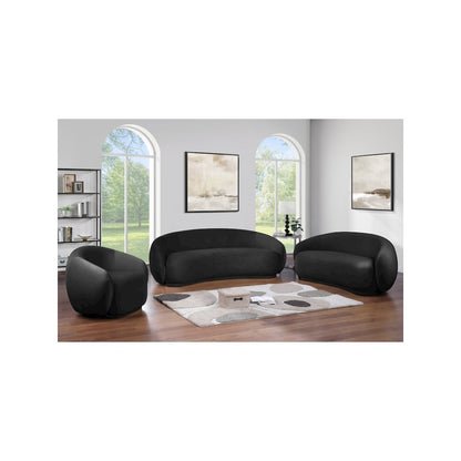 Emery 93" Black Velvet Upholstered Sofa