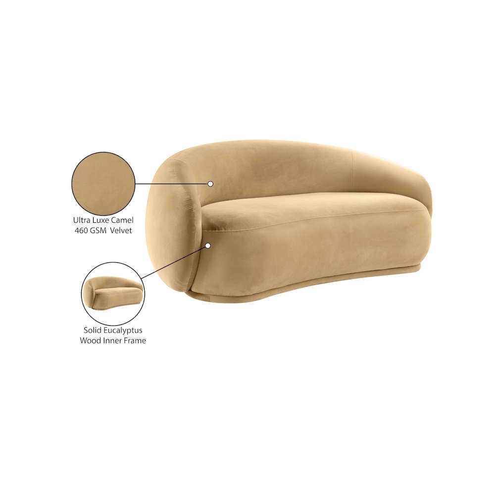 Emery Camel Velvet Loveseat