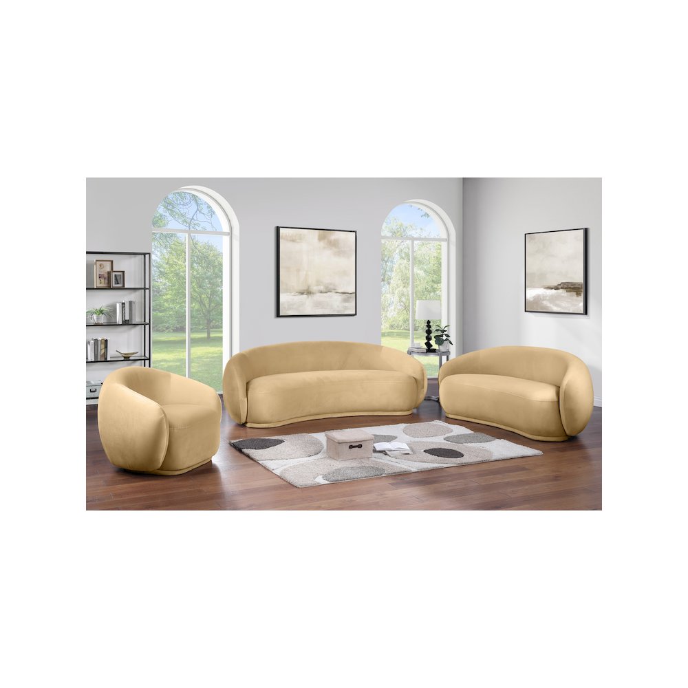 Emery Camel Velvet Loveseat