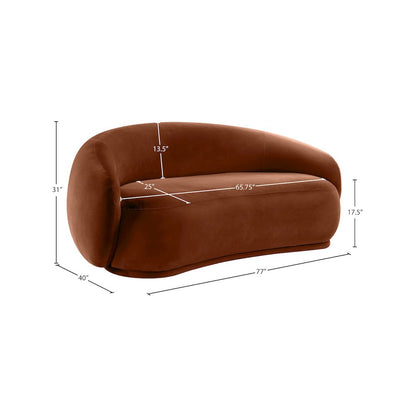 Emery Cognac Velvet Loveseat