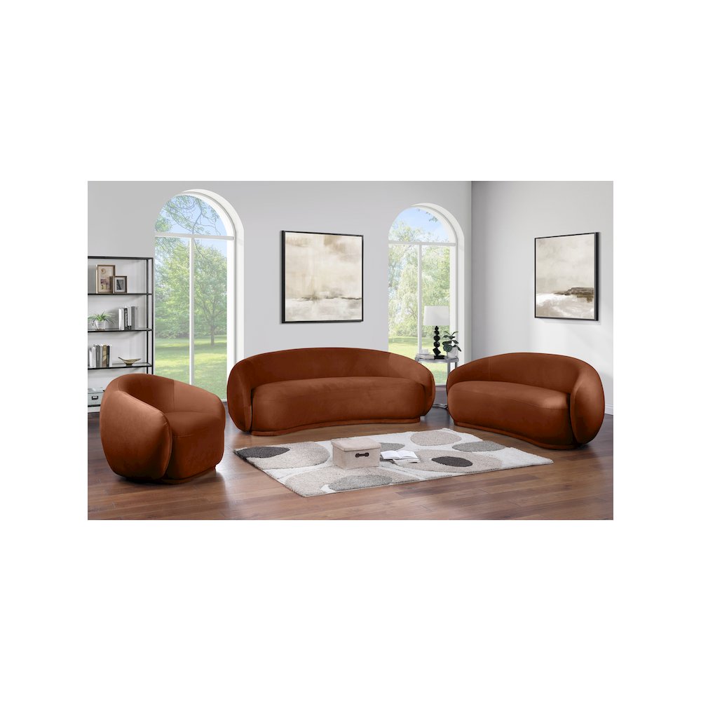 Emery Cognac Velvet Loveseat
