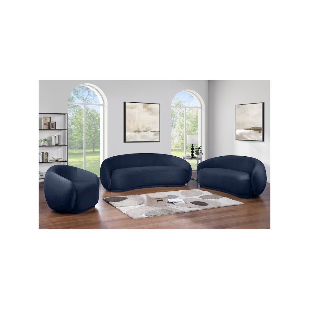 Emery Navy Velvet Loveseat