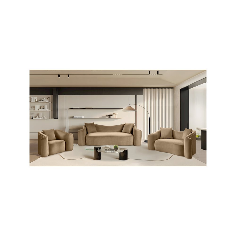 Destin Beige Velvet Loveseat