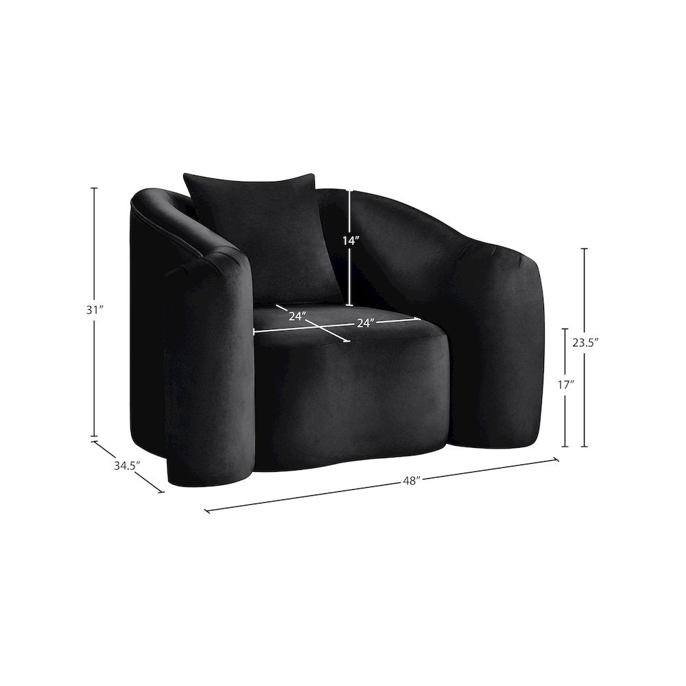 Destin Black Velvet Chair