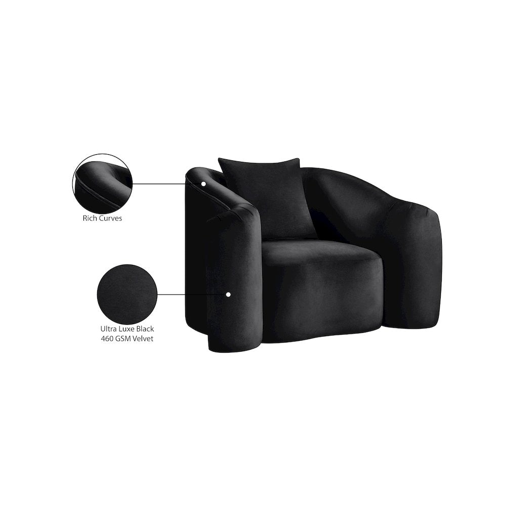 Destin Black Velvet Chair
