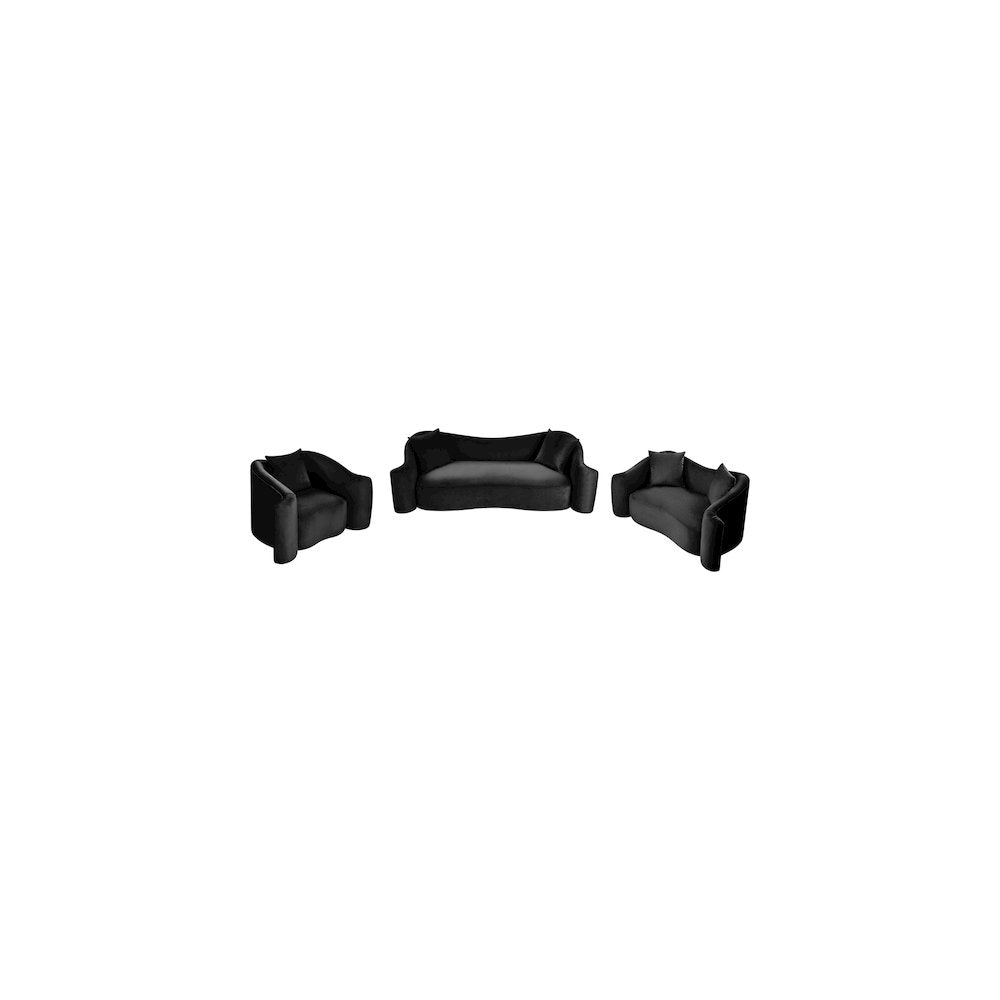 Destin Black Velvet Loveseat