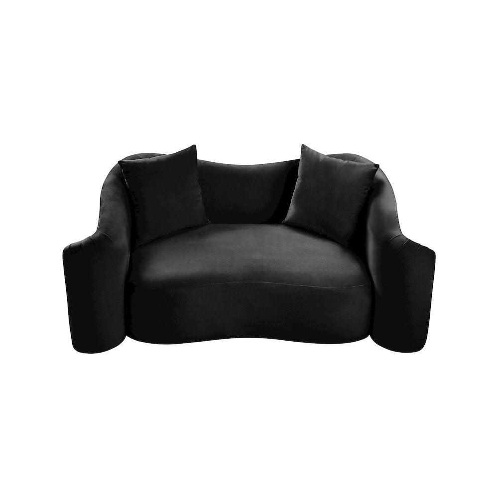 Destin Black Velvet Loveseat