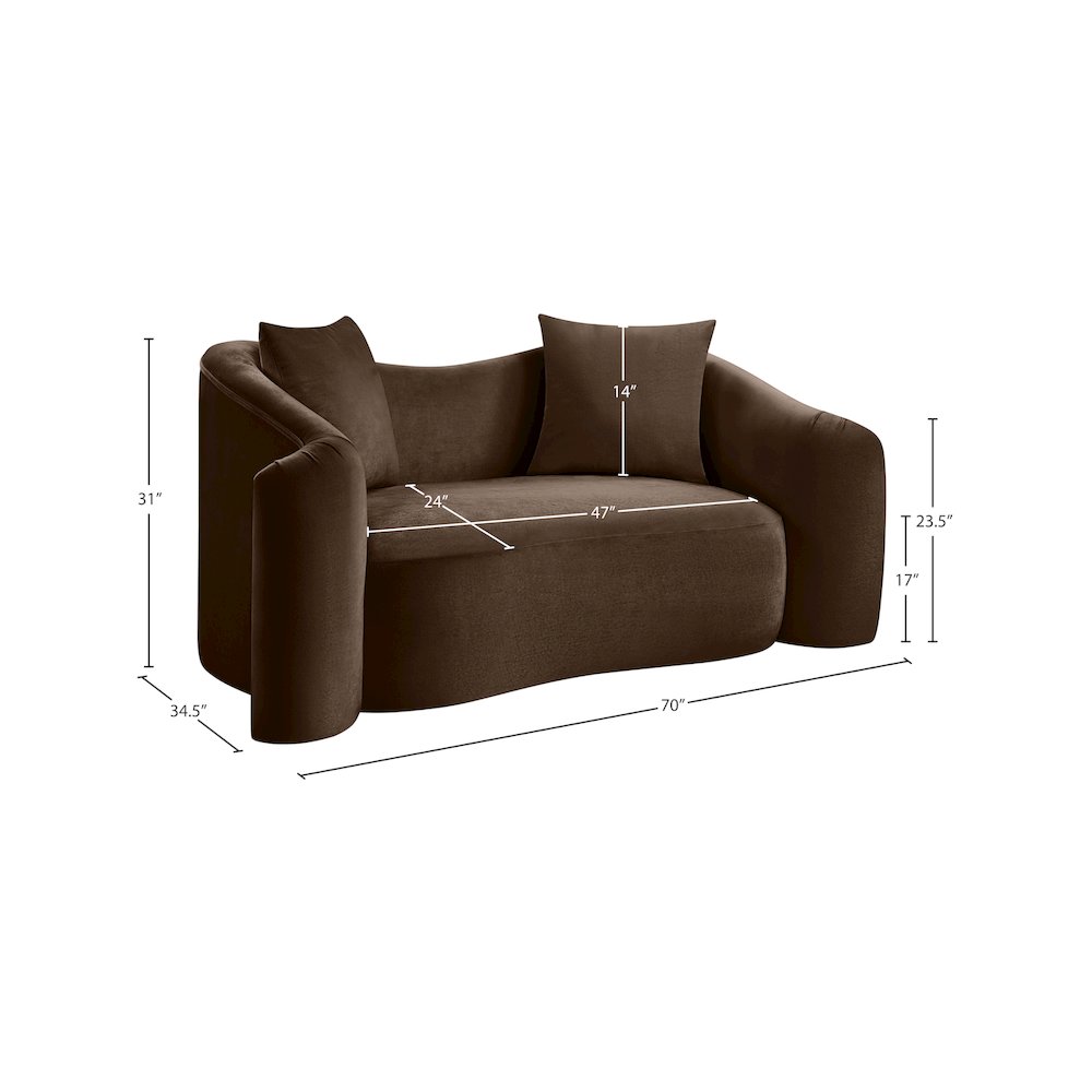 Destin Brown Velvet Loveseat