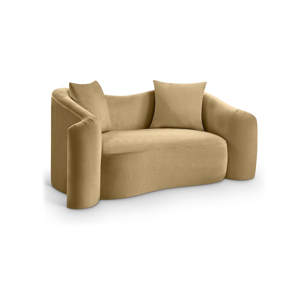 Destin Camel Velvet Loveseat