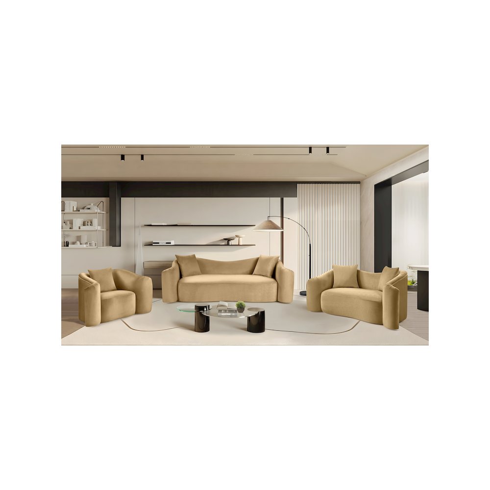 Destin Camel Velvet Loveseat