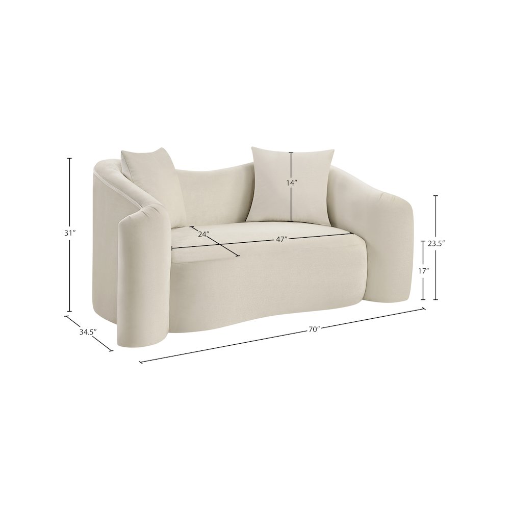 Destin Cream Velvet Loveseat