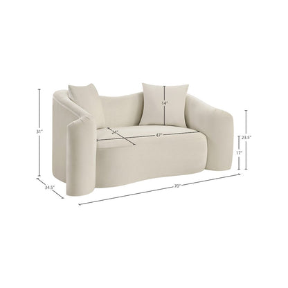 Destin Cream Velvet Loveseat