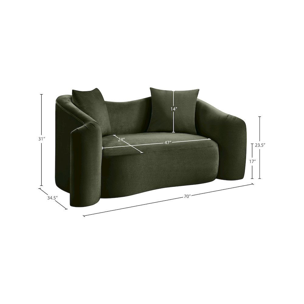 Destin Green Velvet Loveseat