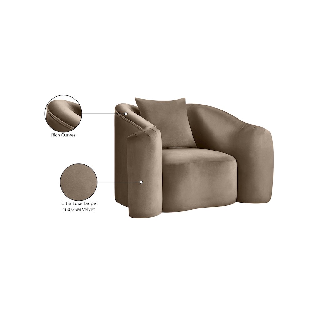 Destin Taupe Velvet Chair