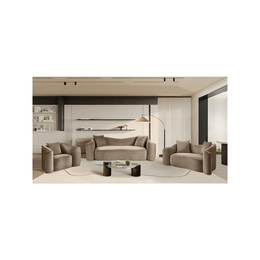 Destin Taupe Velvet Loveseat