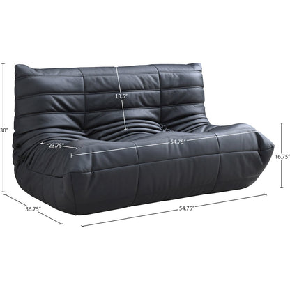 Relax 54.75" Black Vegan Leather Upholstered Loveseat