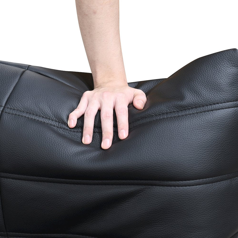 Relax 54.75" Black Vegan Leather Upholstered Loveseat