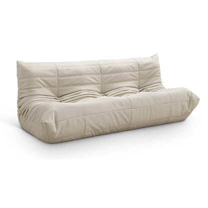 Relax 77.75" Cream Vegan Leather Upholstered Sofa