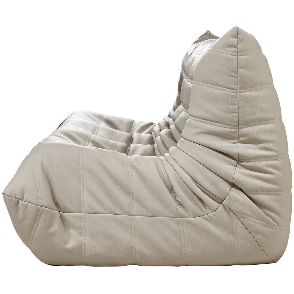 Relax 77.75" Cream Vegan Leather Upholstered Sofa