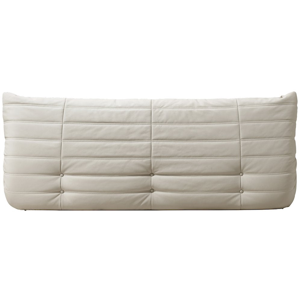 Relax 77.75" Cream Vegan Leather Upholstered Sofa