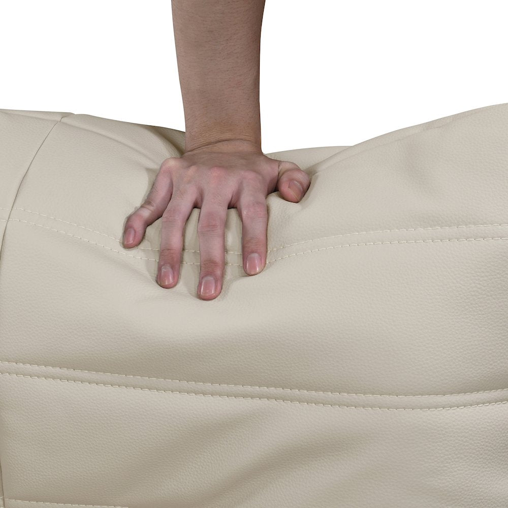 Relax 77.75" Cream Vegan Leather Upholstered Sofa