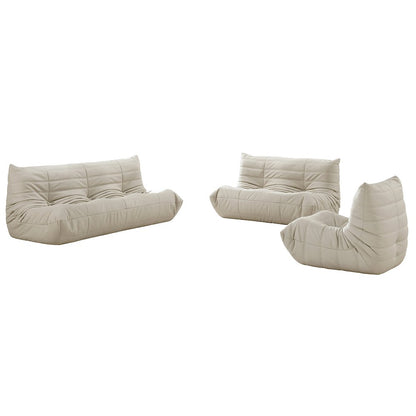 Relax 77.75" Cream Vegan Leather Upholstered Sofa