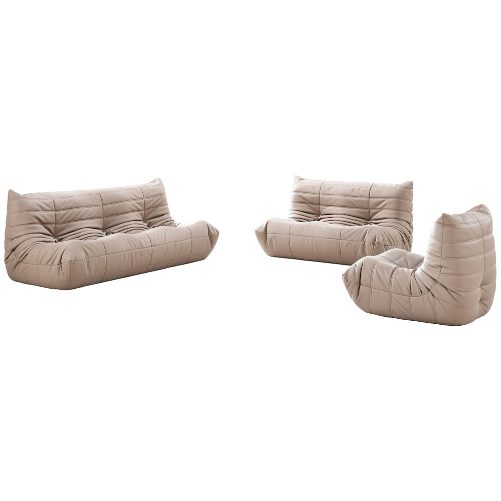 Relax 77.75" Tan Vegan Leather Upholstered Sofa